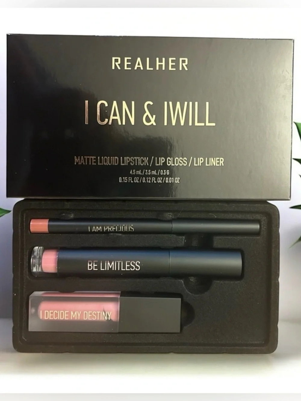 Realher I Can & Iwill Mauve Lipliner, Matte Liquid Lipstick and Lipgloss New